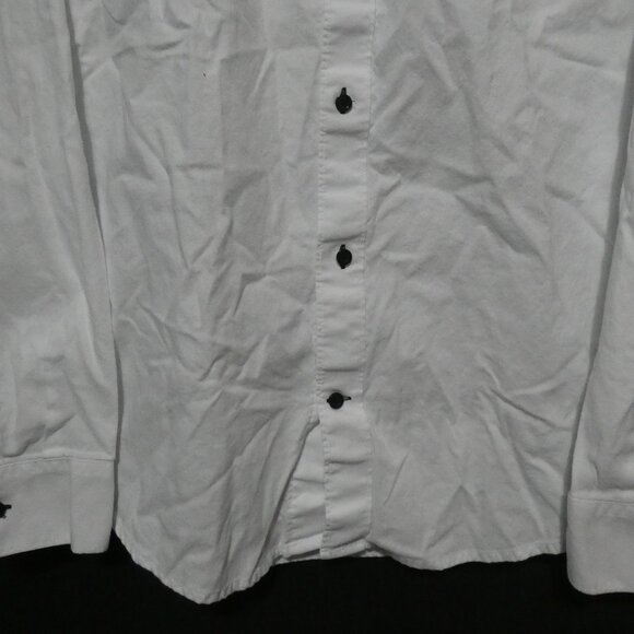 H&M | small | Slim Fit | Collared White Button-Up Dress Shirt | Black Buttons - Picture 7 of 14
